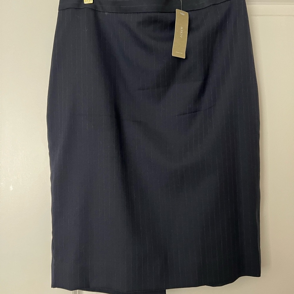NWT JCREW WOMENS NAVY PINSTRIPE SUPER 120s SUITING SKIRT SZ4